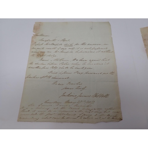 79 - Three letters written to Messrs Lloyds, Solicitors, Ludlow, Shropshire, dated 1817, another note sig... 