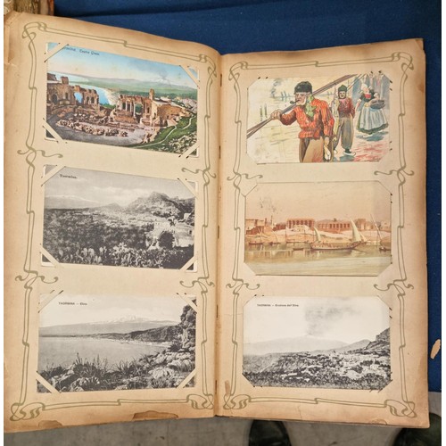 63 - A Postcard Album and assorted ephemera, cartoon, paper cuttings etc