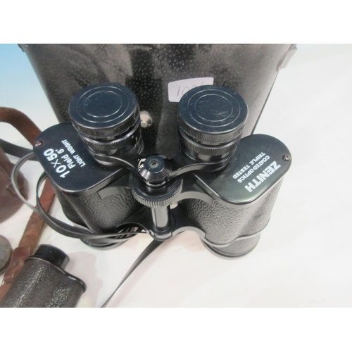 1006 - A pair of Zenith 10 x 50 Field Binoculars, light weight, a pair of Military Stereo 6 x 30 Binoculars... 