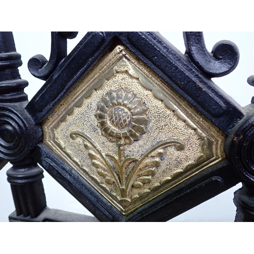 1016 - A Victorian cast iron Stick Stand with engraved brass rail, 17in, bears registration mark