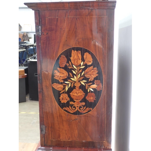 1051 - An antique walnut and floral marquetry Cabinet on Stand in the late 17th Century style, the upper se... 