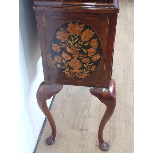 1051 - An antique walnut and floral marquetry Cabinet on Stand in the late 17th Century style, the upper se... 