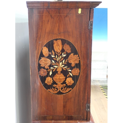 1051 - An antique walnut and floral marquetry Cabinet on Stand in the late 17th Century style, the upper se... 