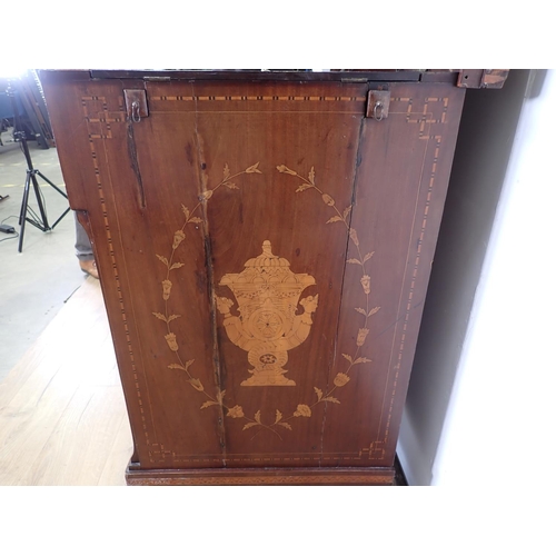 1052 - An antique Dutch marquetry Wine Cabinet with hinged lid revealing further hinged sections, the front... 