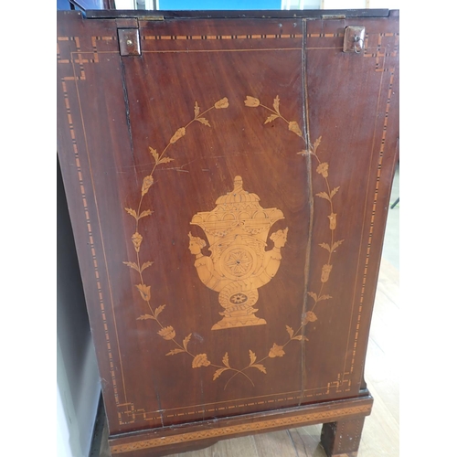 1052 - An antique Dutch marquetry Wine Cabinet with hinged lid revealing further hinged sections, the front... 