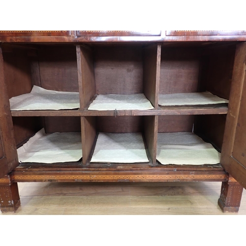 1052 - An antique Dutch marquetry Wine Cabinet with hinged lid revealing further hinged sections, the front... 