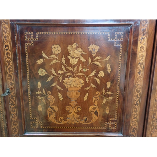 1052 - An antique Dutch marquetry Wine Cabinet with hinged lid revealing further hinged sections, the front... 