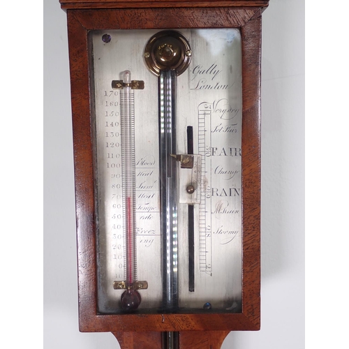 1065 - An 18th Century Stick Barometer with silvered dial inscribed Gully, London, the case with broken arc... 