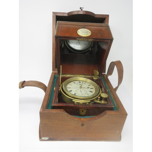 1066 - A 19th Century Chronometer by Lilley & Son, London, No 1080, in mahogany case, and travelling case