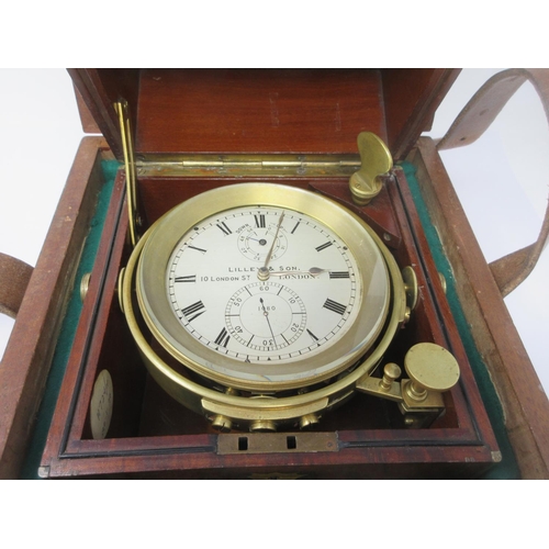 1066 - A 19th Century Chronometer by Lilley & Son, London, No 1080, in mahogany case, and travelling case