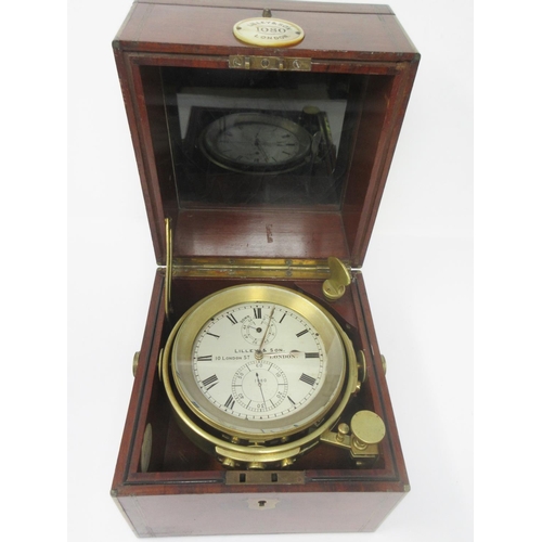 1066 - A 19th Century Chronometer by Lilley & Son, London, No 1080, in mahogany case, and travelling case