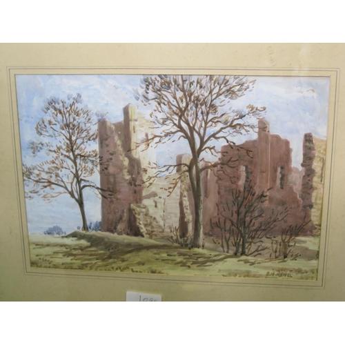 1094 - EDGAR JAMES MAYBERY. View towards castle ruins, signed, watercolour, 8 x 10 1/2in; a watercolour by ... 