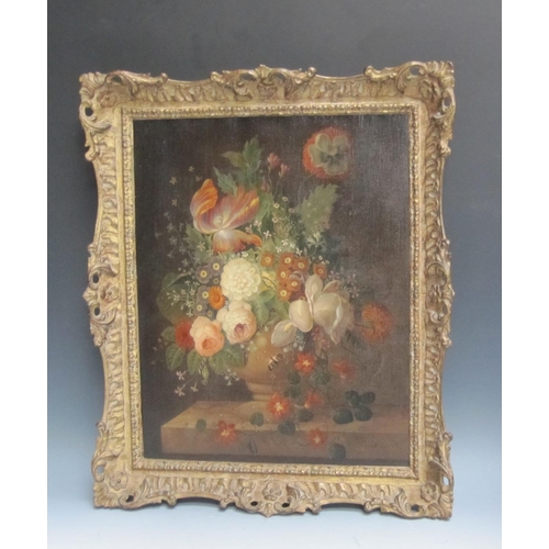 1097 - KARNER. A Still life of mixed flowers, signed, oil on canvas, 20 1/2 x 16in. Provenance: with Frost ... 