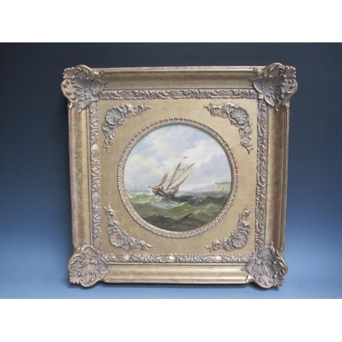 1098 - ENGLISH SCHOOL c.1860. A seascape with fishermen in boats, on a choppy sea, oil on canvas, 10 1/4 x ... 