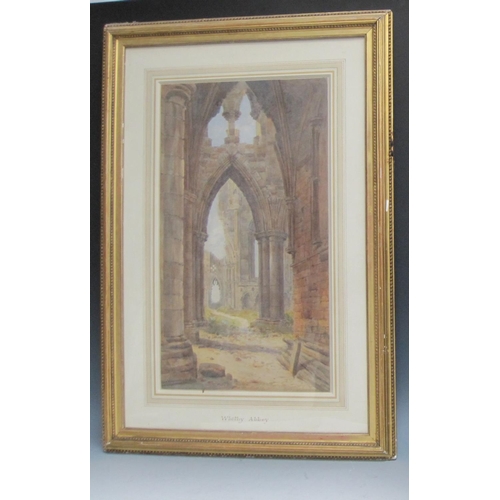 1116 - A. W. BENTHAM. Whitby Abbey, signed and dated 1893, watercolour, 23 x 12 1/2in