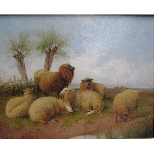 1119 - FREDERICK E. VALTER. Sheep resting; Cattle resting, signed, oil on board, 7 1/2 x 10in, a pair (2)