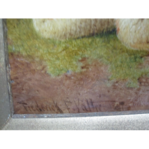 1119 - FREDERICK E. VALTER. Sheep resting; Cattle resting, signed, oil on board, 7 1/2 x 10in, a pair (2)