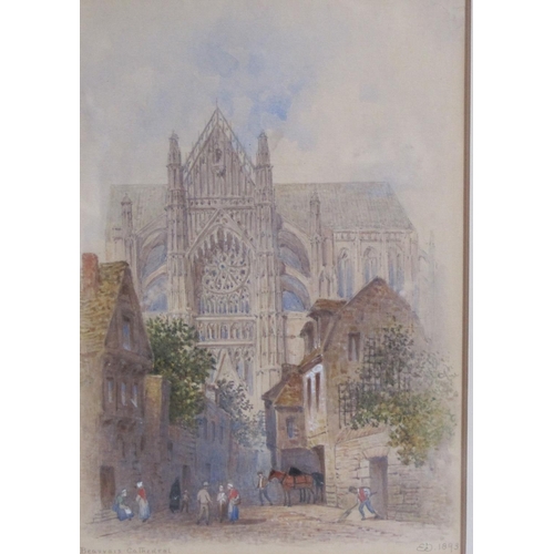 1120 - EDWIN DOLBY. Old Inn Yard, Strasbourg; and Beauvais Cathedral, signed, one dated (18)93, watercolour... 