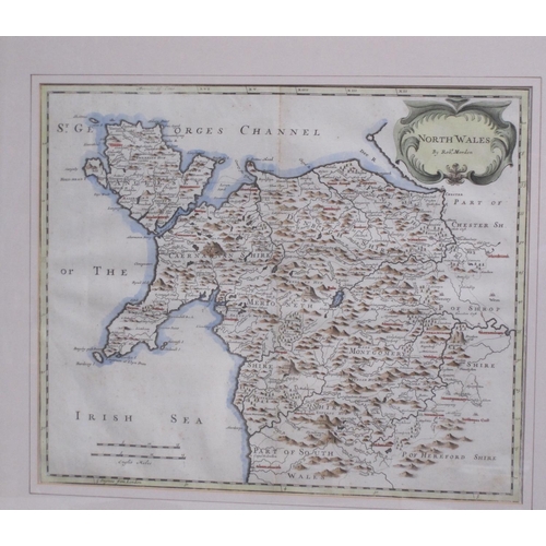 1121 - JOHANNES BLAEU. 'Wallia Principatus Vulgo Wales', engraved map, later coloured, pl. 19 x 15in; toget... 