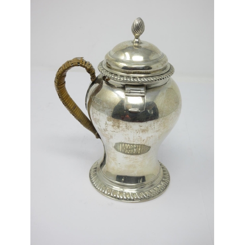 829 - An Edward VII silver Cafe-au-Lait with hot water liner and basket weave handle, London 1908