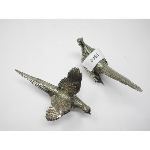 848 - A pair of modern silver Pheasants, London 1963 maker E.B. 5 inches