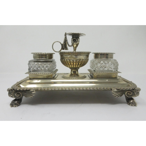 867 - A George  III silver Inkstand, London 1818, maker: Craddock & Reid