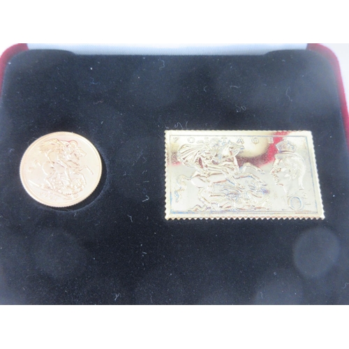 928 - An Elizabeth II St George and the Dragon Sovereign 2001, and gilded Ingot Set, in case, and a Britan... 