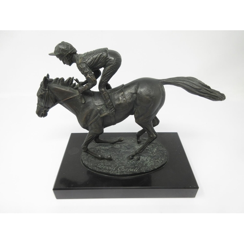 941 - DAVID CORNELL 1985: a bronze Figure of Horse and Jockey 'Champion Finish' 9 1/2in