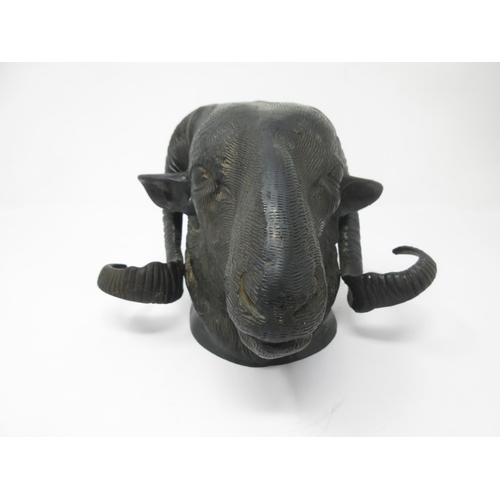 953 - A cast metal Ram's Head, 7in