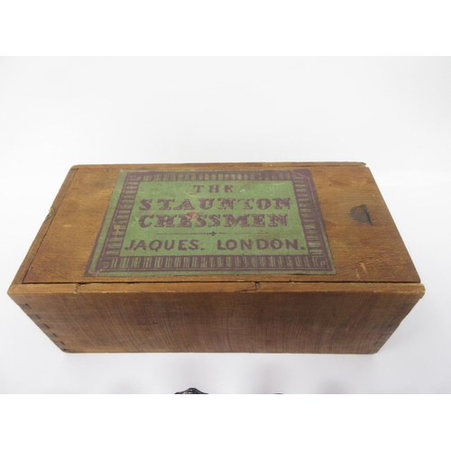 965 - A Staunton Chess Set in box with sliding lid, 8 x4in