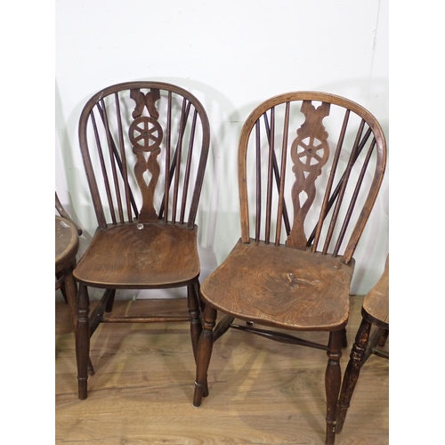 105 - Two wheelback elm seated Chairs, a bentwood Chair and a Kitchen Chair AMENDMENT (NO VICTORIAN SINGLE... 