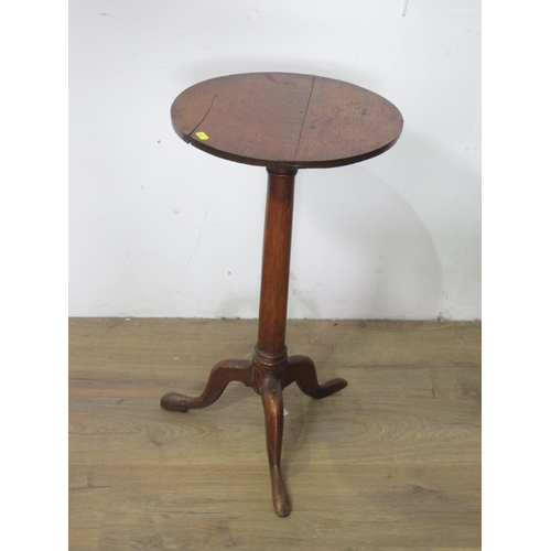 109 - An oak and elm Wine Table with tripod base, 14in diam