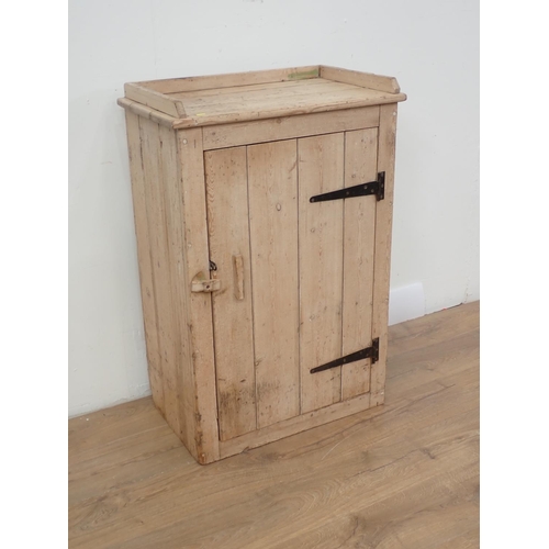 111 - A pine Food Cupboard with single door and raised gallery, 3ft 2in H x 2ft 1in W