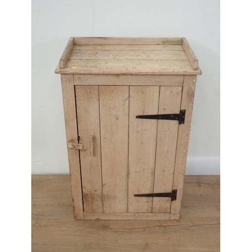 111 - A pine Food Cupboard with single door and raised gallery, 3ft 2in H x 2ft 1in W