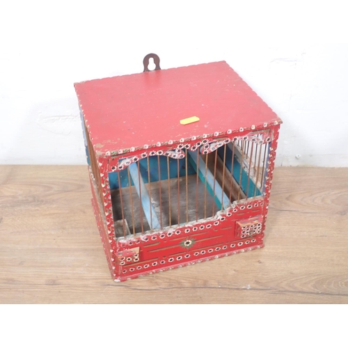 120 - A painted wooden Bird Cage, 9 1/2in W