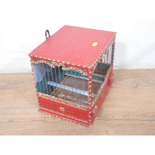 120 - A painted wooden Bird Cage, 9 1/2in W