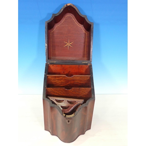 129 - A Georgian mahogany Knife Box with inlaid decoration, converted into a Stationery Box, A/F