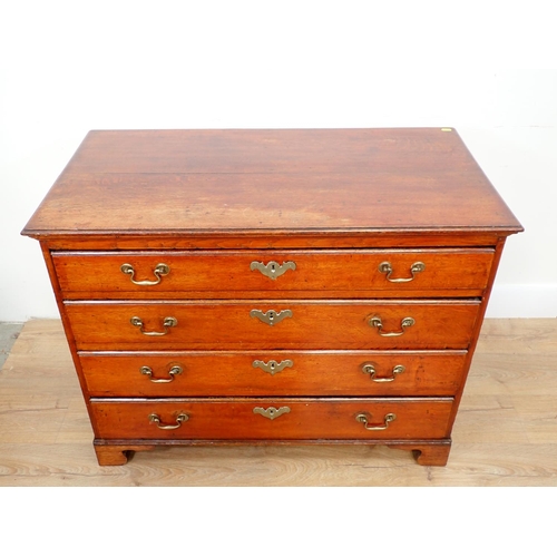 13 - A 19th Century oak Chest of four long drawers on bracket supports, 3ft 4in W x 2ft 7in H