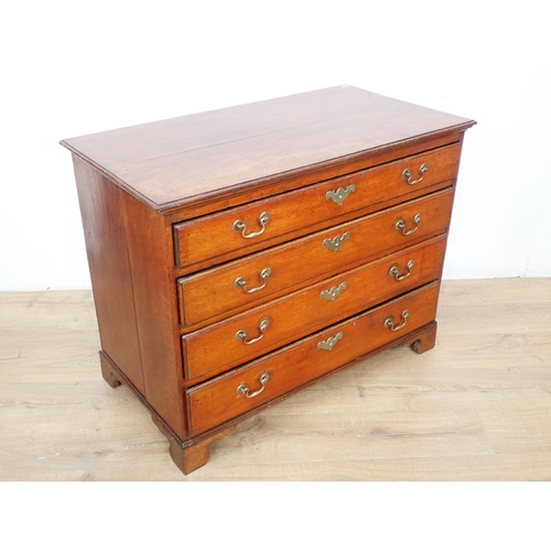 13 - A 19th Century oak Chest of four long drawers on bracket supports, 3ft 4in W x 2ft 7in H