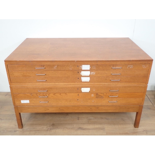 132 - A large Plan Chest fitted six drawers, 4ft 10in W x 2ft 11in deep