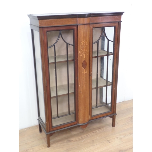 142 - An Edwardian mahogany Display Cabinet with a pair of glazed doors on squared supports, 4ft 5in H