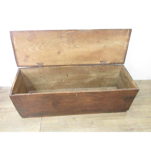 143 - An antique elm Coffer with hinged cover, 4ft 7in W