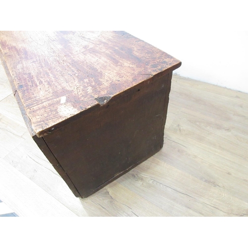 143 - An antique elm Coffer with hinged cover, 4ft 7in W