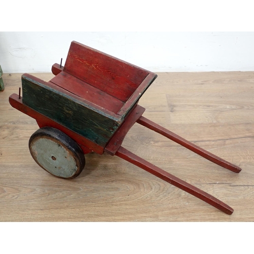 145 - Two models of wooden Carts and a painted wooden model of a Cot