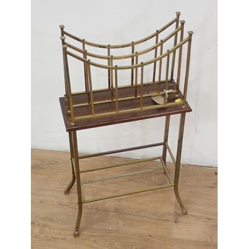 146 - An Art Deco, mahogany and brass Magazine Stand, 2ft 6in H