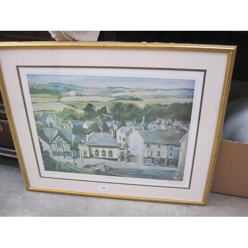 247 - VERA M. HOLLAND. Cotswold Village, signed, watercolour, 14 x 22in; a colour reproduction after Trevo... 