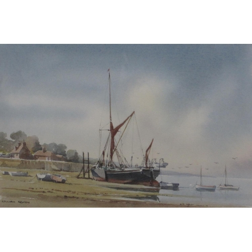 259 - WILLIAM NEWTON. On a shore at low tide, signed, watercolour, 8 x 11 1/4in; a further watercolour by ... 