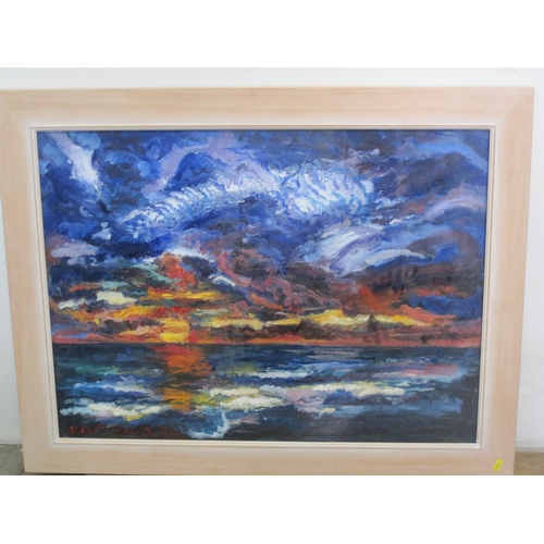 277 - DAVID SCULLY, Sunset, Anglesey, signed and dated 2003, and further inscribed on the reverse, oil on ... 