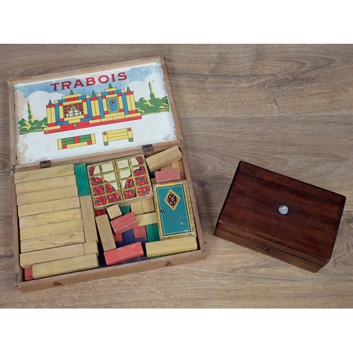 301A - A French building blocks Set, 12in and a small Victorian rosewood Box, 7in