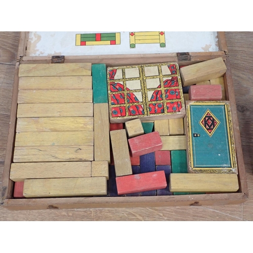 301A - A French building blocks Set, 12in and a small Victorian rosewood Box, 7in